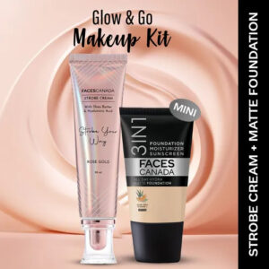 Faces Canada 2-Step Glow Getter Makeup Kit - Rose Gold Strobe Cream & Tinted Moisturizer - Light
